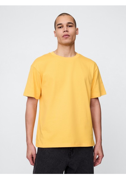 Erkek Sarı Gap Logo Oversize T-Shirt