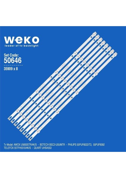 Awox U5600STR/4K/S 55'' Inç 8 Adet Tv LED Bar (Seri 1)