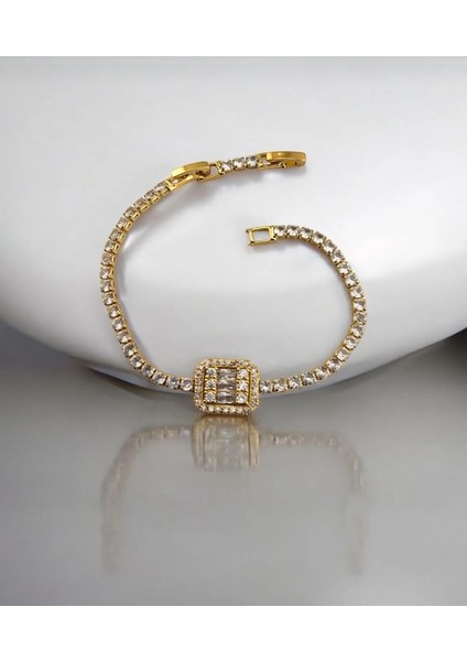 Yeni Model Taşlı Baget Model Su Yolu Çelik Kadın Bileklik