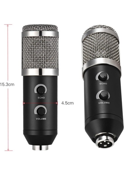 HK-100 3.5mm Masaüstü Kondenser Stüdyo Podcast Yayıncı Mikrofonu 3 Metre Kablolu