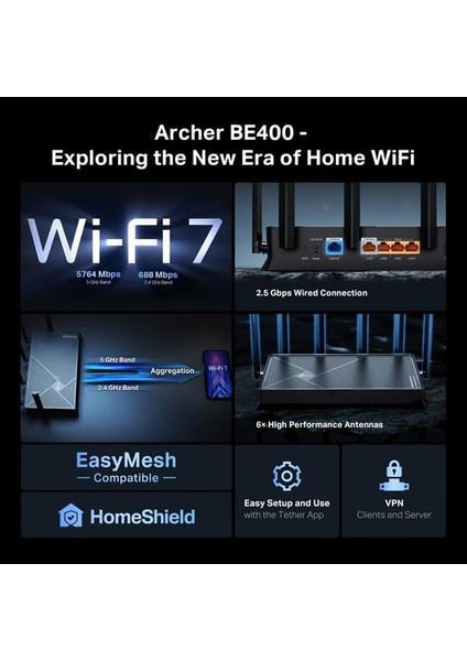 Archer BE400 Wıfı7 BE6500 Dual Band Router fırsatları