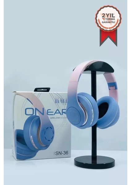 Sn-36 On-Ear Kafa Üstü Kablosuz Kulaklık Bluetooth 5.1 Blue