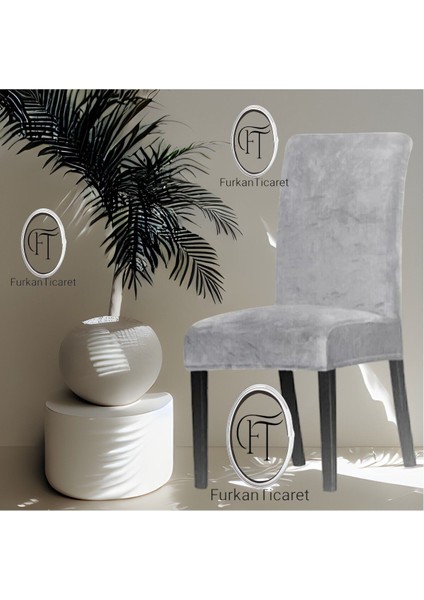 Gri Ipek Kadife Esnek Lastikli Sandalye Kılıfı Sandalye Örtüsü 1 Adet 45X45X60 Boyutunda