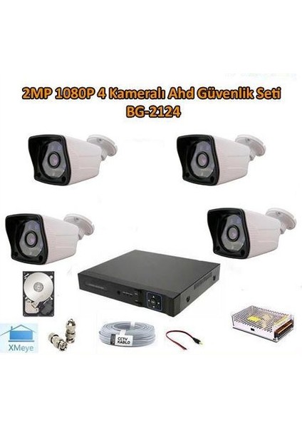 2mp 1080P 4 Kameralı Ahd Güvenlik Seti