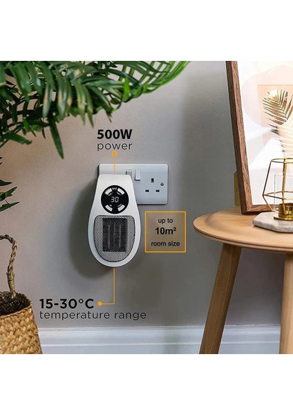 PM-20327 500 Watt Priz Tipi Uzaktan Kumandalı Taşınabilir Isıtıcı (Zamanlayıcı - Otomatik Kapanma)