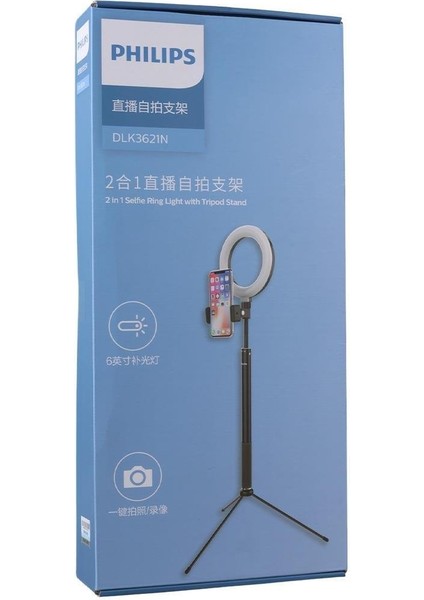 2in1 Tripod Standlı Youtube Tiktok Selfie Çekim Işıklı Telefon Tutucu - Makyaj Işığı DLK3621N/93 modelleri