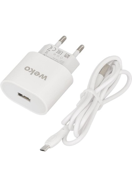 WK-21441 Pdu Qc 3.0 Amper Telefon Şarj Adaptörü + Micro USB Kablo