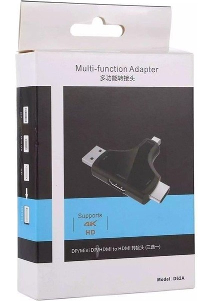 Mini Dp+Dp+Hdmı To HDMI 4K Çevirici
