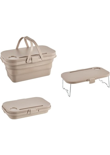 Portatif Sehpalı Katlanabilir Piknik Sepeti 46,5 x 28,5 x 9,5 ( 23,5)