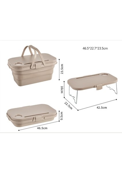 Portatif Sehpalı Katlanabilir Piknik Sepeti 46,5 x 28,5 x 9,5 ( 23,5)