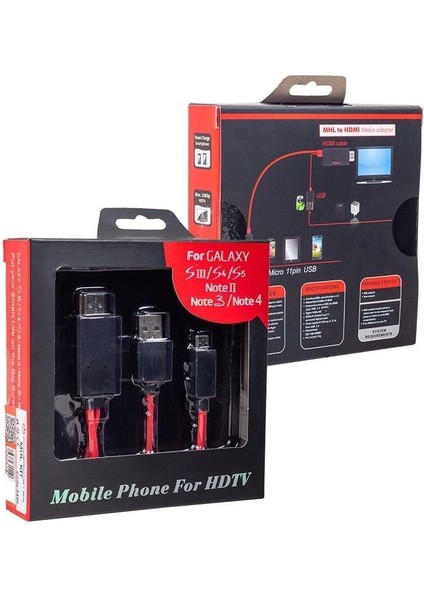Micro USB S3-S4 HDMI Tv Bağlantı Kablosu Mhl Kit