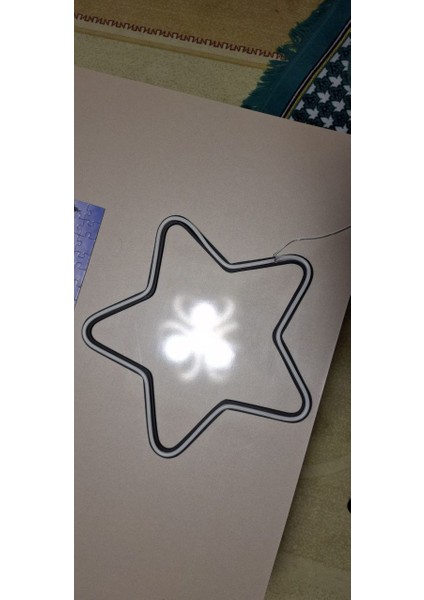 Almila 3D Beyaz LED Işıklı 35 x 35 Yıldız Gece Lambası - Duvar Tipi Dekoratif Aydınlatma