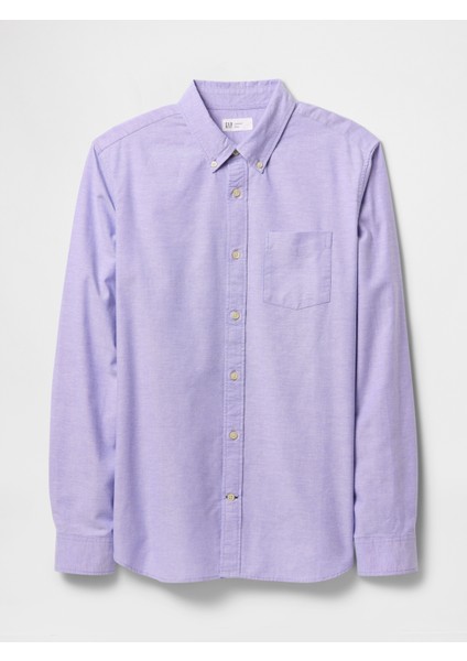 Erkek Lila Desenli Standard Fit Oxford Gömlek fiyatları