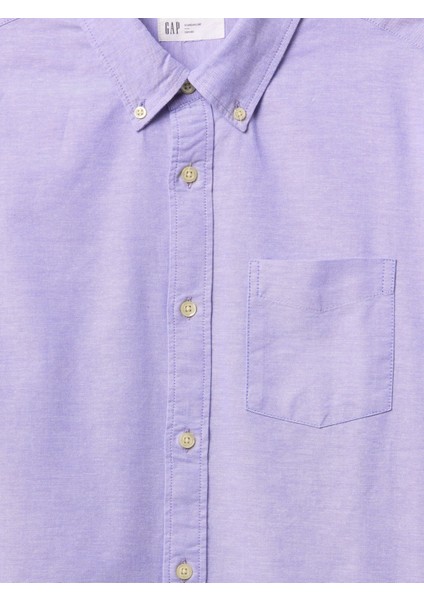 Erkek Lila Desenli Standard Fit Oxford Gömlek modelleri