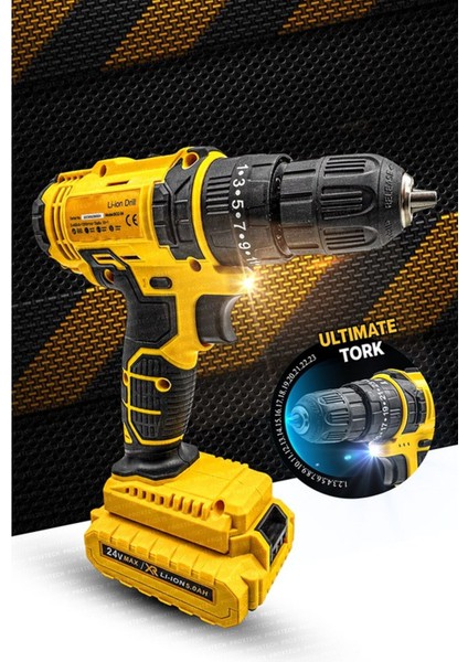 Yeni Nesil Tork Darbeli Lion Akülü Vidalama Matkap 100 Pcs Ultimate Pro Set