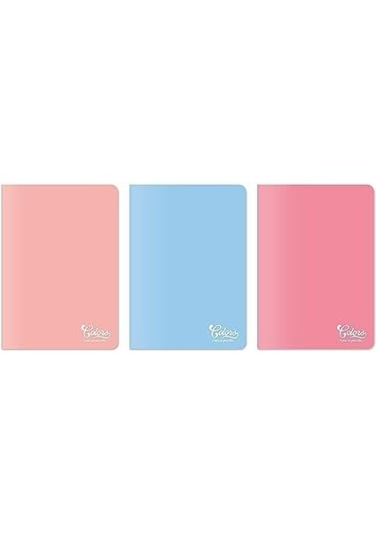 Colors A4 60 Yaprak Kareli Defter 3'lü Paket, Somon, Pembe, Mavi