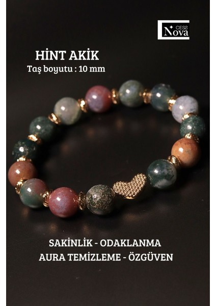 Sertifikalı Doğal Taş Kalpli Tasarım Bileklik ( Taş Boyutu 10 Mm)