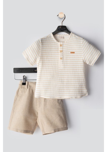 Çizgili Keten Erkek Bebek Takım Ikili Erkek Çocuk Takım Erkek Bebek Giyim Erkek Bebek Alt Ust Takım fiyatları