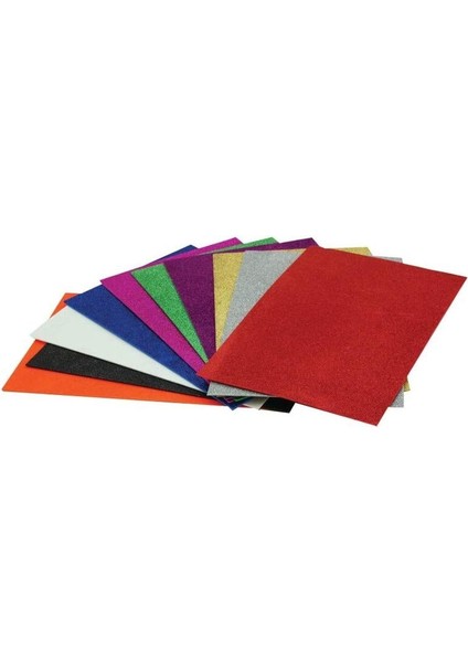 Eva 20 x 30 cm 10 Renk 2 mm Simli, Yapışkanlı