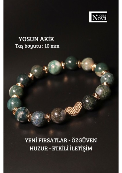 Sertifikalı Doğal Taş Kalpli Tasarım Bileklik ( Taş Boyutu 10 Mm)