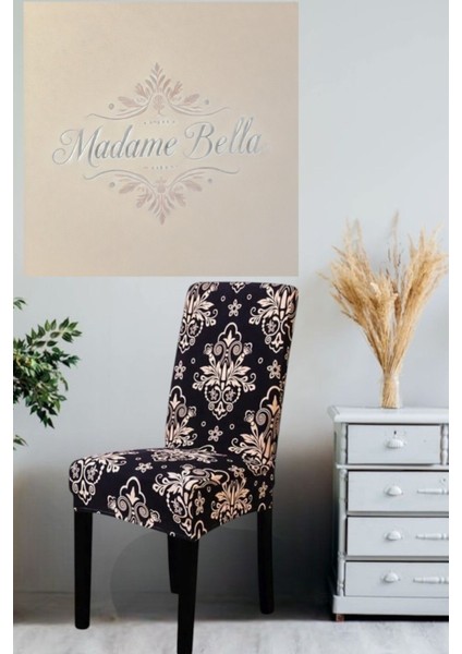 1 Adet Osmanlı Desen Tüylenmez Kaymaz Lastikli Streç Dijital Sandalye KILIFI,45X45X60 Ölçü