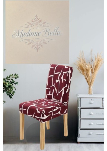 1 Adet Bordo Renk Zebra Desen Tüylenmez Kaymaz Esnek Lastikli Dijital Sandalye KILIFI,45X45X60 Ölçü