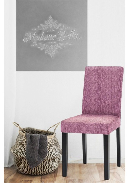 Indigo Çubuk Desen Jakarlı Esnek Yıkanabilir Lastikli 1 Adet 45 x 45 x 60 Boyutunda Sandalye Kılıfı