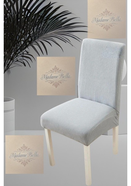 1 Adet Kare Desen Gri Sandalye Kılıfı, Lastikli Tüylenmez Yıkanabilir 45 x 45 x 60 Ölç Sandalye Örtsü