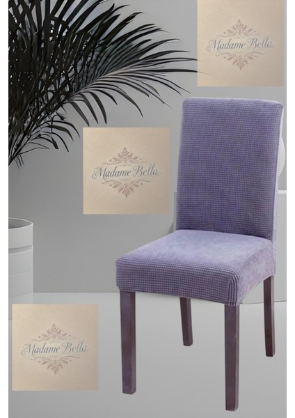 1 Adet Kare Desen Koyu Gri Sandalye Kılıfı, Lastkli Tüylenmz Yıkanbilir 45 x 45 x 60 Ölç Sandalye Örtsü