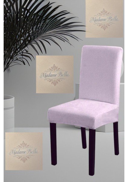 1 Adet Kare Desen Bej Sandalye Kılıfı, Lastikli Tüylenmez Yıkanabilir 45 x 45 x 60 Ölç Sandalye Örtsü