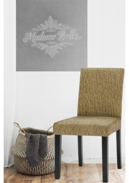 Vizon Çubuk Desen Jakarlı Esnek Yıkanabilir Lastikli 1 Adet 45 x 45 x 60 Boyutunda Sandalye Kılıfı