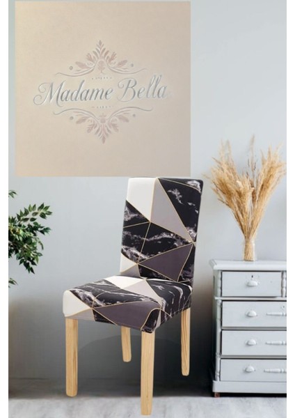 1 Adet Siyah Renk Üçgen Desen Tüylenmez Kaymaz Esnek Lastikli Dijital Sandalye KILIFI,45X45X60 Ölçü