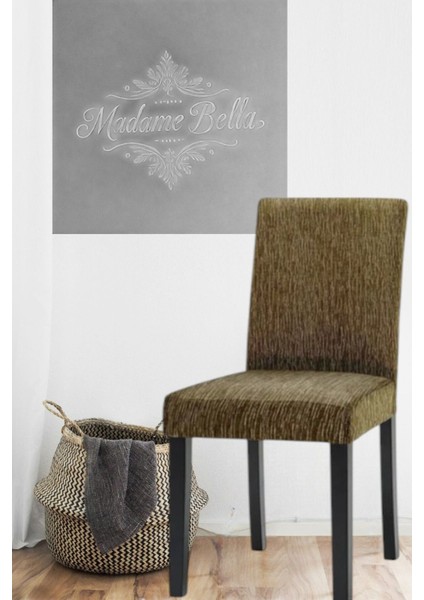 Kahve Çubuk Desen Jakarlı Esnek Yıkanabilir Lastikli 1 Adet 45 x 45 x 60 Boyutunda Sandalye Kılıfı