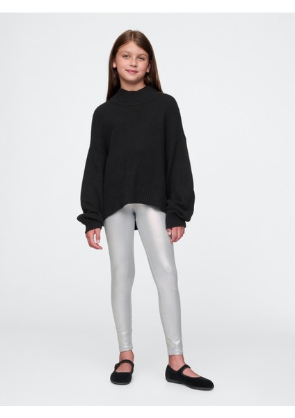 Kız Çocuk Gri Metalik Tayt