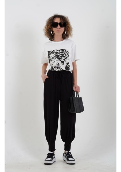 Ekru Siyah Joyful Baskılı Tshirt fiyatları