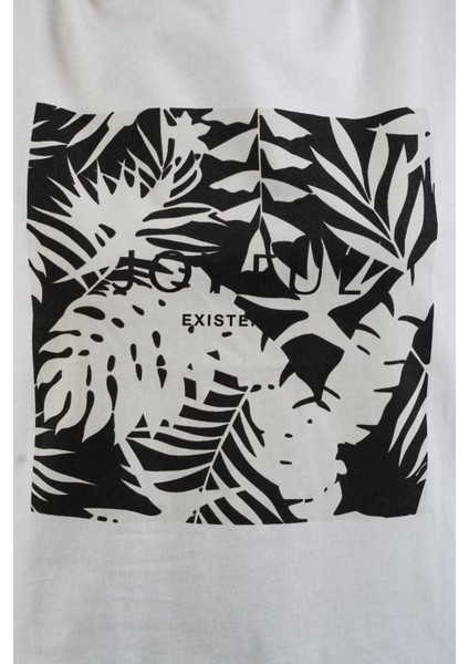 Ekru Siyah Joyful Baskılı Tshirt modelleri