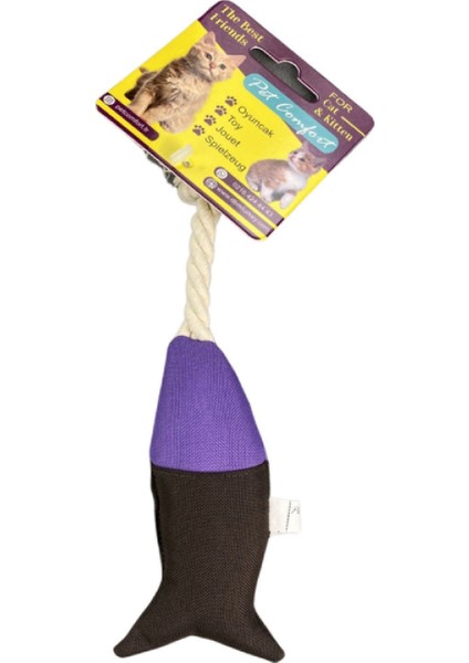 Ipli Balık Su Geçirmez Kedi Oyuncağı Kahve-Mor Ø6cm, 24CM Gnzrz