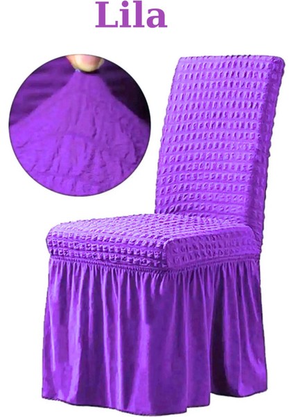 Bürümcük Kumaş, Esnek Sandalye Kılıfı. 6 Adet Lastikli, Yıkanabilir, Standart Sandalye Örtüsü.