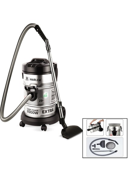 Torbasız - Kuru Vakumlu - Metal Kasa Elektrikli Süpürge 21LT - 2850W HSV-622DVC