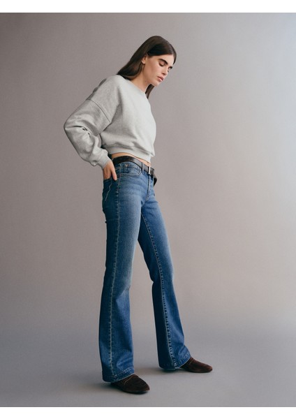 Kadın Mavi Low Rise Straight Jean Pantolon fiyatları