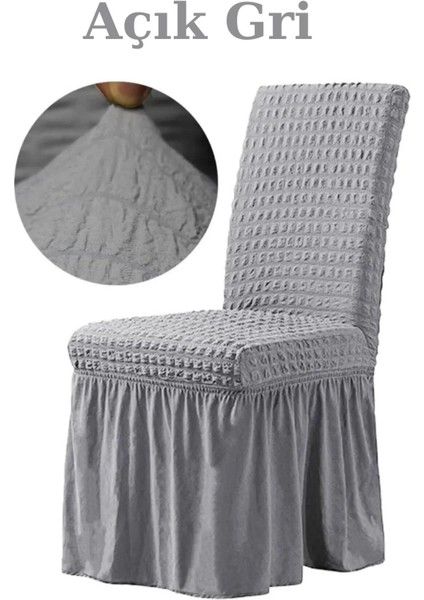 Bürümcük Kumaş, Esnek Sandalye Kılıfı. 6 Adet Lastikli, Yıkanabilir, Standart Sandalye Örtüsü.