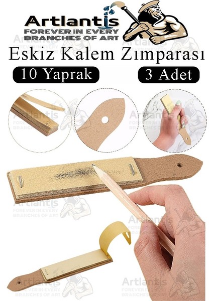 Kalem Zımparası 3 Adet Eskiz Zımpara Kağıdı Füzen Kömür Kalem Karakalem Kalemtraş Kömür Bileme Ince Dişli Çizim Zımpara