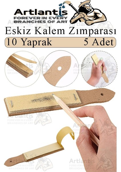 Kalem Zımparası 5 Adet Eskiz Zımpara Kağıdı Füzen Kömür Kalem Karakalem Kalemtraş Kömür Bileme Ince Dişli Çizim Zımpara
