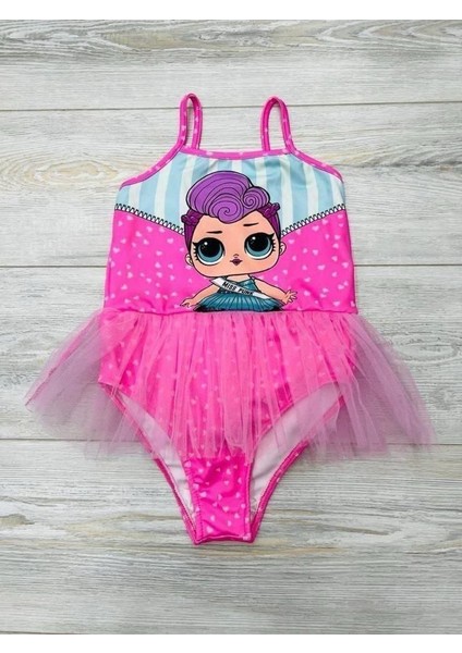 Bebek Baskılı Pembe Tüllü Kız Çocuk Mayo – Askılı, Kalp Desenli, Miss Punk Karakterli, Balerin Etekli Tatil ve Havuz Kıyafeti – 2-10 Yaş Arası Eğlenceli Yazlık Mayo Modeli