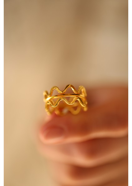 14 Ayar Altın Zikzak ve Düz Ajda Modeli Yüzük fırsatları