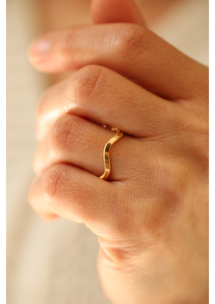 14 Ayar Altın Zikzak Ajda Yüzük modelleri