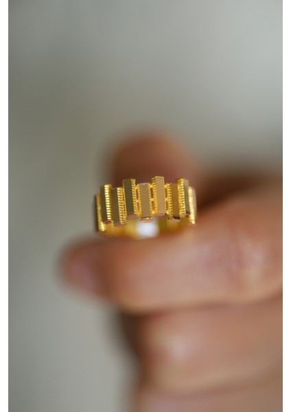 14 Ayar Altın Cimarlı Zikzak Desenli Yüzük indirimleri