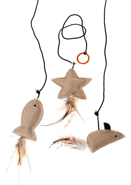 Karlıe Tüylü ve Ipli Kedi Oyuncağı 10 cm Gnzrz