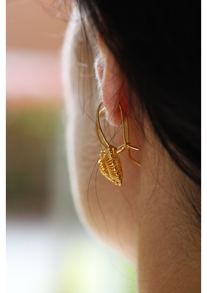 14 Ayar Altın Cimarlı Kalp Detaylı Tel Sallantılı Küpe fırsatları