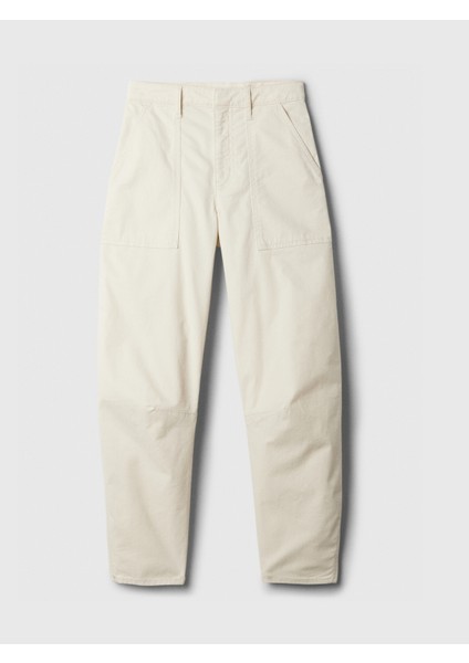 Kadın Kırık Beyaz High Rise Barrel Khaki Pantolon fiyatları